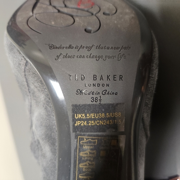 Ted Baker Qatena Suede Heeled Ankle Boots gray Sz 8. New without box - Picture 12 of 13